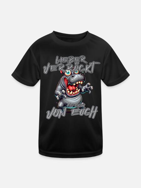 Hippopotame fou Mieux vaut fou qu’un de - T-shirt sport Enfant - noir - Devant