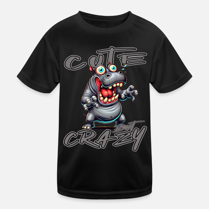 Cute but Crazy hippo comic style funny motif Kids Functional T-Shirt