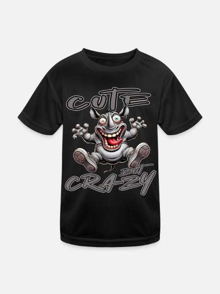 Motif drôle de bande dessinée de rhinocéros mignon mais fou - T-shirt sport Enfant - noir - Devant