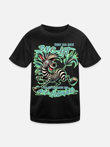 Crazy Zebra If You're Looking for Me Madness - Kids Functional T-Shirt - black - Front
