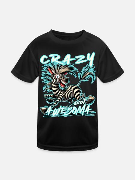 Crazy but Awesome Zebra Comic Stilb - Kids Functional T-Shirt - black - Front