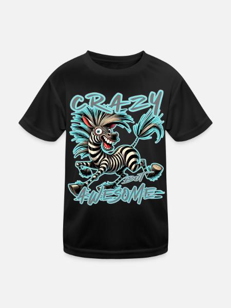 Verrücktes Zebra Lieber durchgeknallt als einer vo - Kinder Funktions-T-Shirt - Schwarz - Vorne