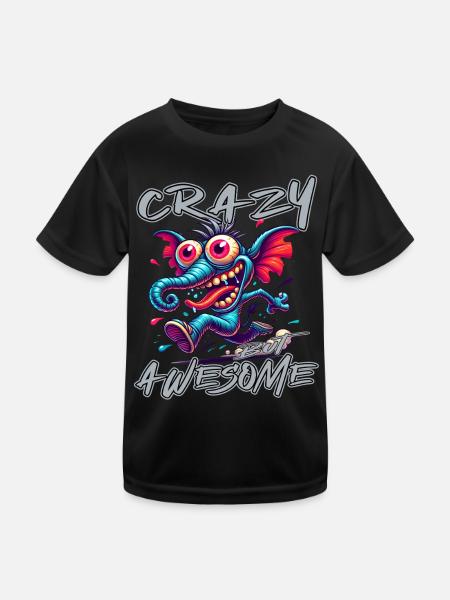 Crazy but Awesome - Style bande dessinée éléphant - T-shirt sport Enfant - noir - Devant