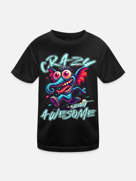 Style de bande dessinée d’éléphant fou mais génial - T-shirt sport Enfant - noir - Devant