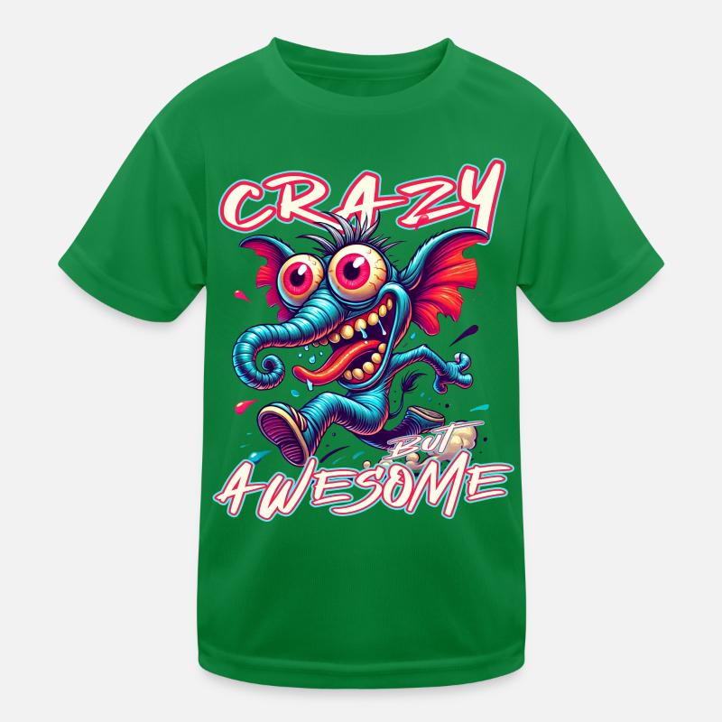 Cute but Crazy Elephant Comic Style Kids Functional T-Shirt