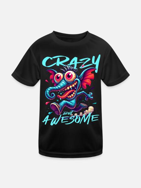 Style de bande dessinée d’éléphant fou mais génial - T-shirt sport Enfant - noir - Devant
