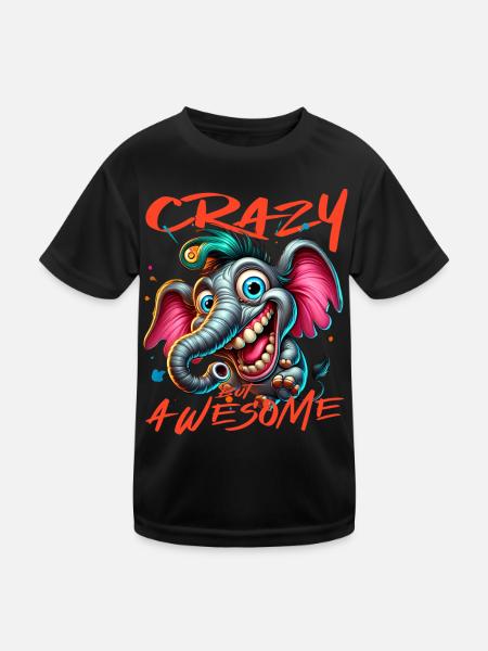 Crazy but Awesome Zebra Comic Style - Kids Functional T-Shirt - black - Front