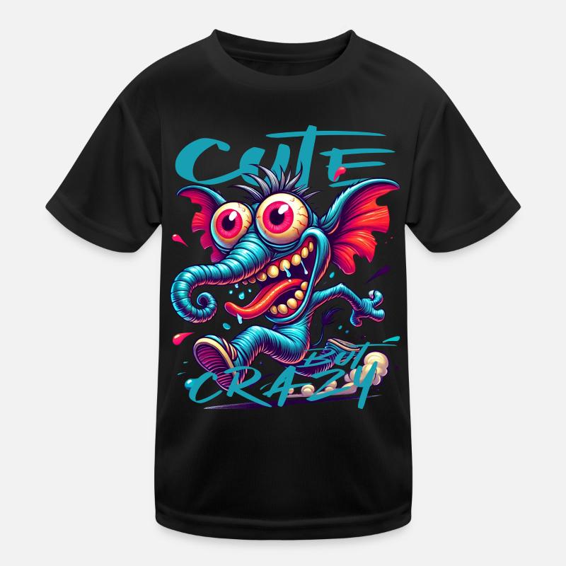 Cute but Crazy Elephant Comic Style Kids Functional T-Shirt
