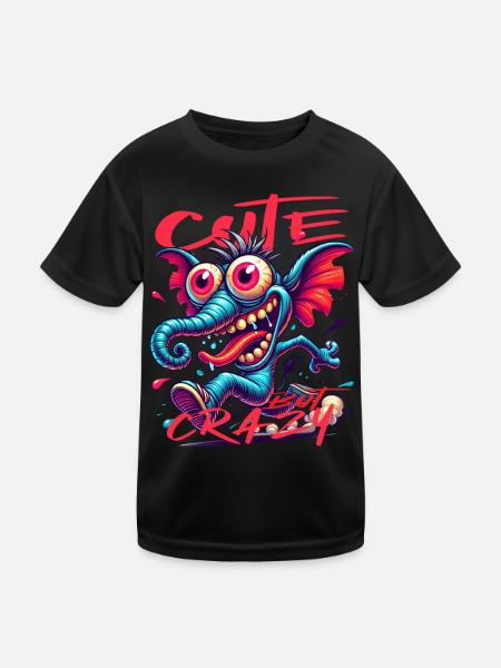 Cute but Crazy Elephant Comic Style - Kids Functional T-Shirt - black - Front