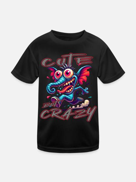 Cute but Crazy Elephant Comic Style - Kids Functional T-Shirt - black - Front