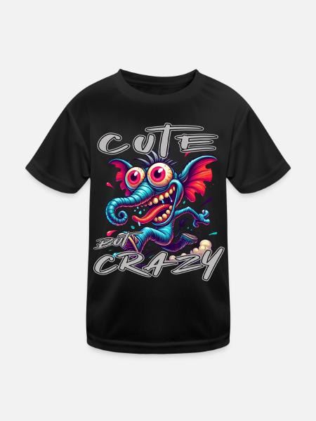Cute but Crazy Elephant Comic Style - Kids Functional T-Shirt - black - Front