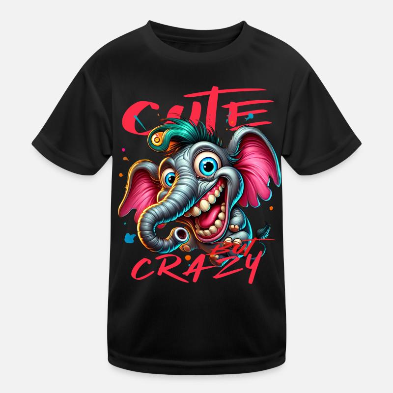 Cute but Crazy Elephant Comic Style Kids Functional T-Shirt