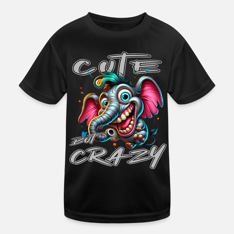 Cute but Crazy Elephant Comic Style Kids Functional T-Shirt