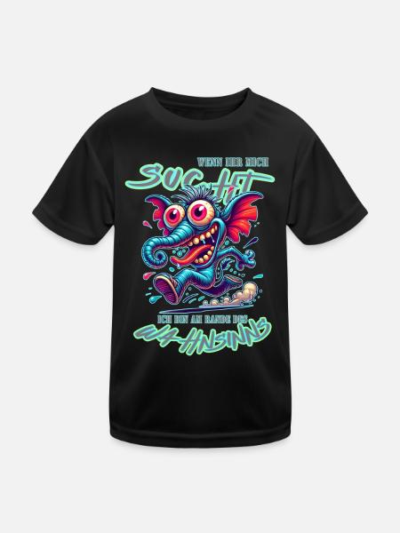 Wenn ihr mich sucht, ich bin am Rande des Wahnsinn - Kinder Funktions-T-Shirt - Schwarz - Vorne