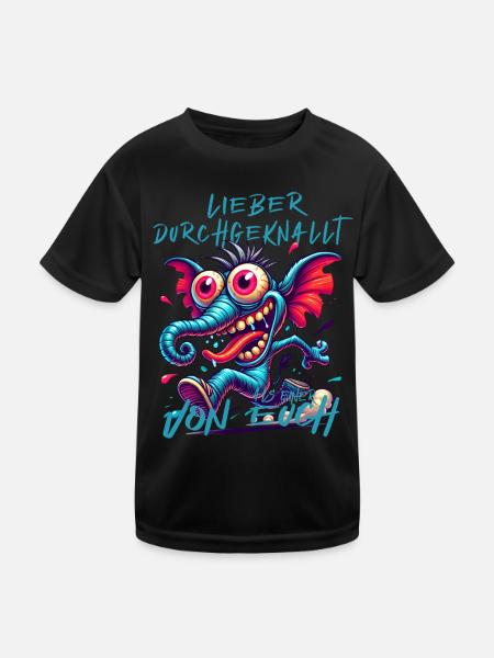 Lieber durchgeknallt als einer von euch – Elefant - Kinder Funktions-T-Shirt - Schwarz - Vorne