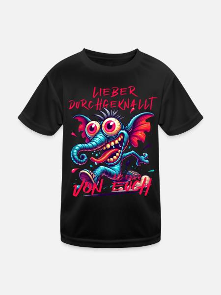Lieber durchgeknallt als einer von euch – Elefant - Kinder Funktions-T-Shirt - Schwarz - Vorne