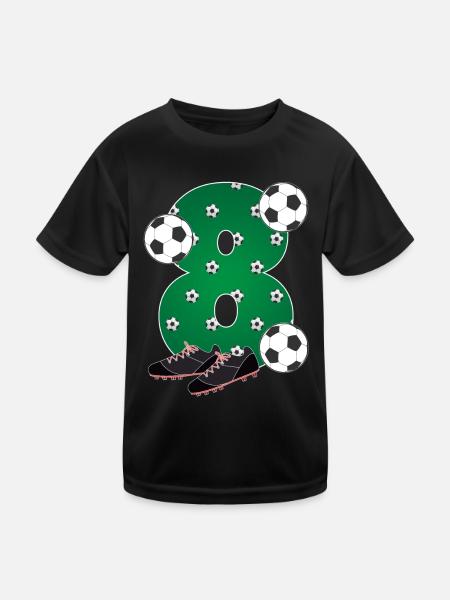 Football 8th birthday Footballer 8 years children - Kids Functional T-Shirt - black - Front