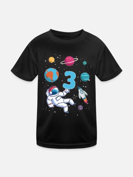 Astronaute fusée 3ème anniversaire de l’espace 3 ans - T-shirt sport Enfant - noir - Devant