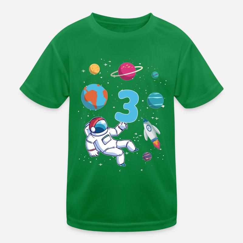Astronaut rocket 3rd birthday space 3 years Kids Functional T-Shirt
