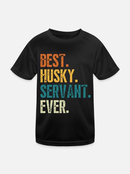 Meilleur serviteur de chien husky jamais en détresse police rétro - T-shirt sport Enfant - noir - Devant