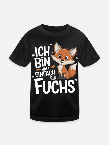 Fuchs Füchse Wildtier Waldtier Rotfuchs - Kinder Funktions-T-Shirt - Schwarz - Vorne