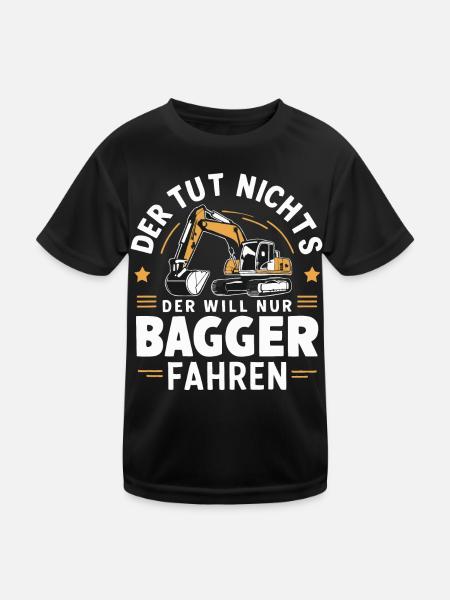 Excavator Driver Construction Worker Construction Site Construction Machine - Kids Functional T-Shirt - black - Front