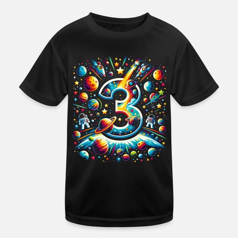 Astronaut 3rd Birthday Space Boys 3 Years Kids Functional T-Shirt