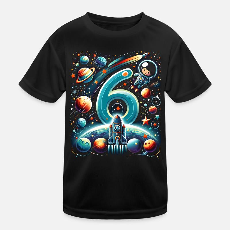 Astronaut 6th Birthday Space Boys 6 Years Kids Functional T-Shirt