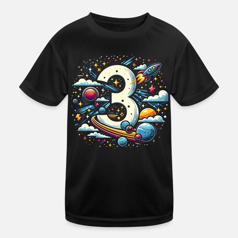 Astronaut 3rd Birthday Space Boys 3 Years Kids Functional T-Shirt
