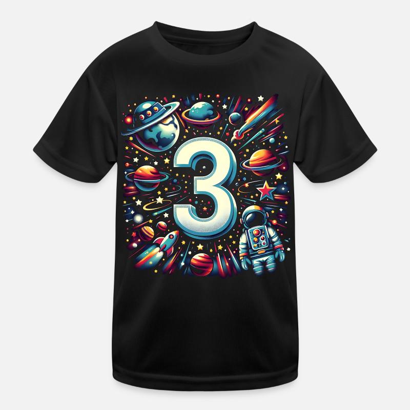 Astronaut 3rd Birthday Space Boys 3 Years Kids Functional T-Shirt