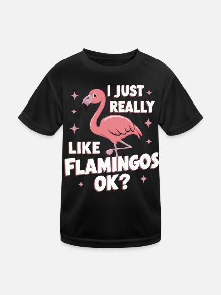 Flamingo Tier Rosa - Kinder Funktions-T-Shirt - Schwarz - Vorne