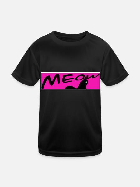 cute cat MEOW cats cat cat - Kids Functional T-Shirt - black - Front