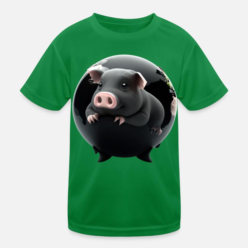 Pig into the globe Kids Functional T-Shirt