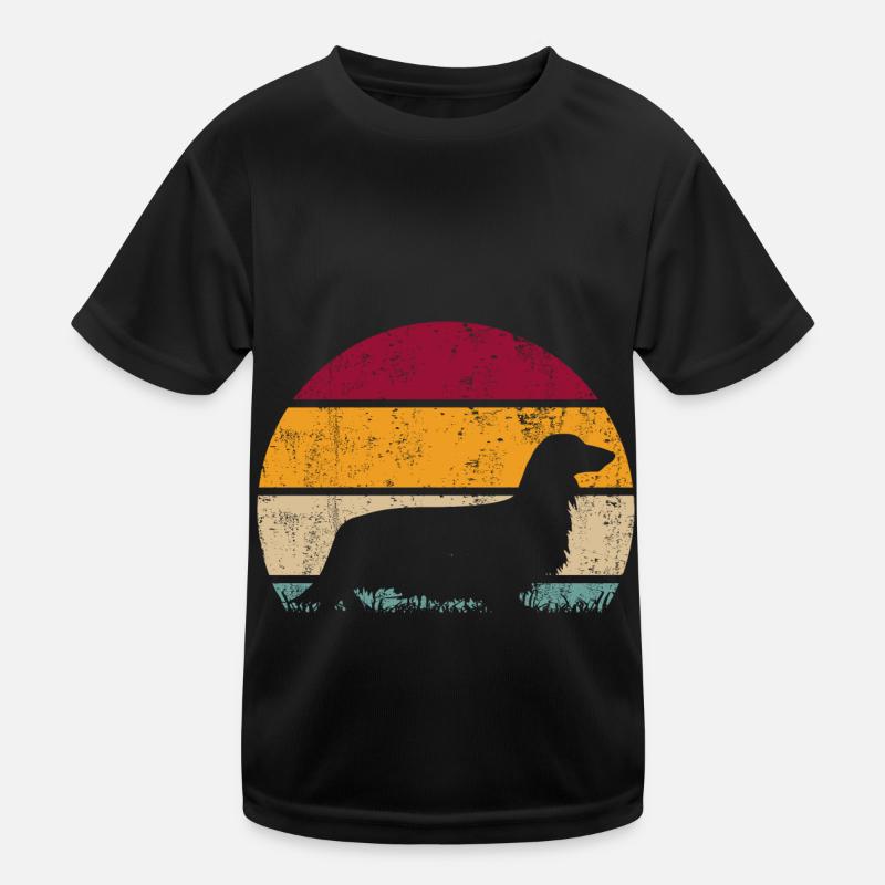 German Long-haired Dachshund Longhair Dachshund Retro Kids Functional T-Shirt