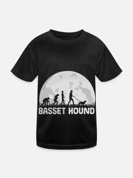 Basset Hound Hund Evolution Mond - Kinder Funktions-T-Shirt - Schwarz - Vorne