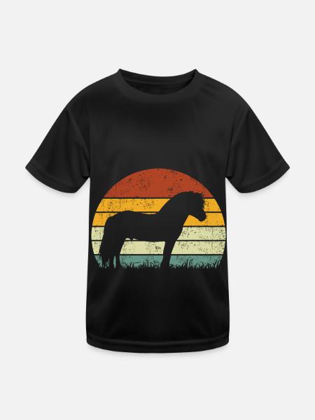 Fjordpferd Vintage Retro - Kinder Funktions-T-Shirt - Schwarz - Vorne