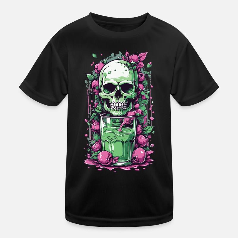 Gothic Skull Weirdcore Illustration Occult Kids Functional T-Shirt