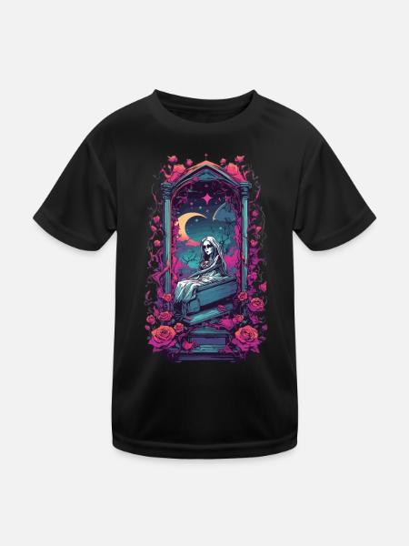 Neon Gothic Friedhof Okkultes Design - Kinder Funktions-T-Shirt - Schwarz - Vorne