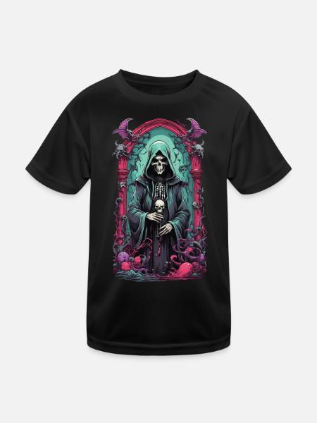 Grim Reaper squelette mage oeuvre gothique - T-shirt sport Enfant - noir - Devant