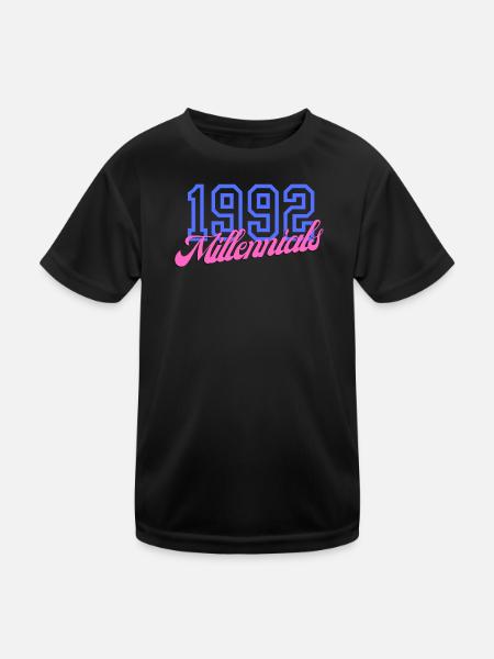 Retro 1992 Millennial Numerisches Design - Kinder Funktions-T-Shirt - Schwarz