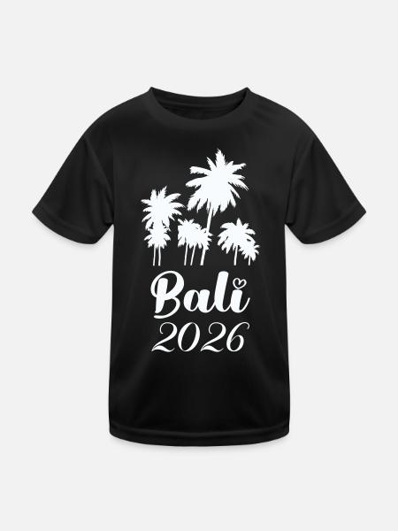 Bali Palmen 2026 Tropenlook - Kinder Funktions-T-Shirt - Schwarz