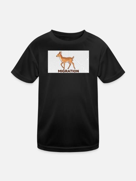 Illustration des cerfs migrateurs - T-shirt sport Enfant - noir - Devant