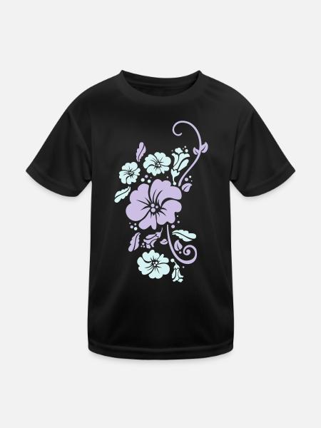 pflanzenmuster blumenmuster sommer - Kinder Funktions-T-Shirt - Schwarz - Vorne