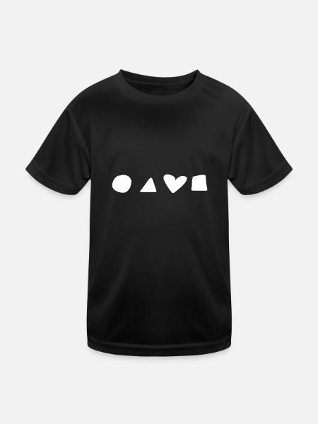 shape, heart, circle, triangle, square - Kids Functional T-Shirt - black - Front