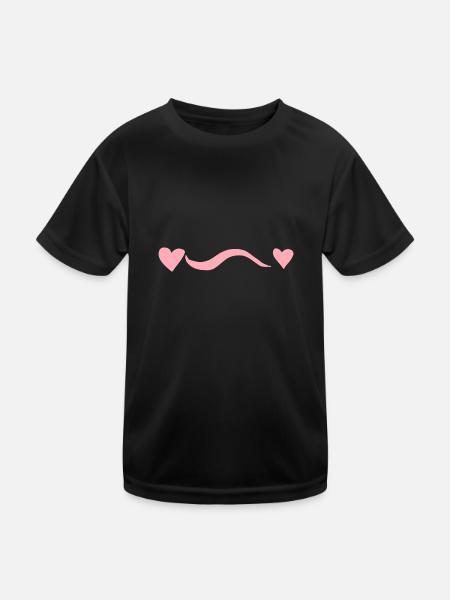 Pink Line Two Hearts Pink Heart - Kids Functional T-Shirt - black - Front