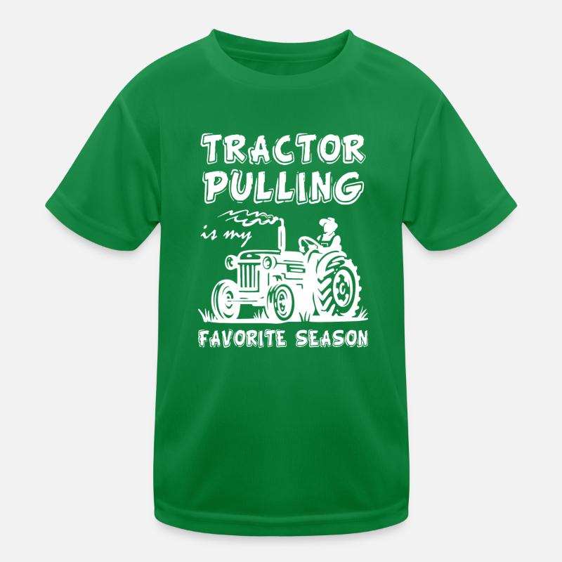 Tractor Pulling Farm Worker Kids Functional T-Shirt