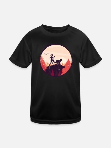 Course de canicross de cross-country avec chien Coureur de Canicross - T-shirt sport Enfant - noir - Devant