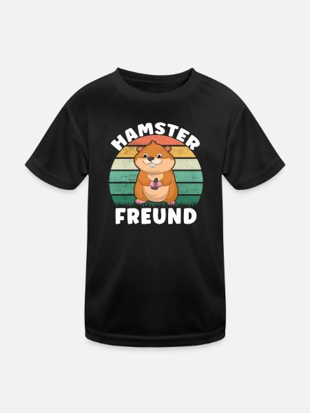 Hamster Freund Niedlicher Hamster Goldhamster - Kinder Funktions-T-Shirt - Schwarz - Vorne