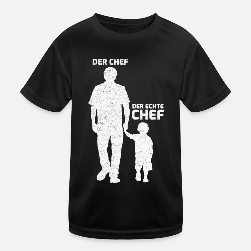 Vater Sohn Papa Der Chef Der Echte Chef Geschenk - Kinder Funktions-T-Shirt - Schwarz