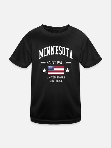 Minnesota - Kinder Funktions-T-Shirt - Schwarz - Vorne